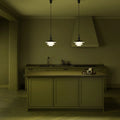 Poul Henningsen PH 3/3 Pendant Lamp for Louis Poulsen Two Enlighten black and glass lifestyle kitchen 