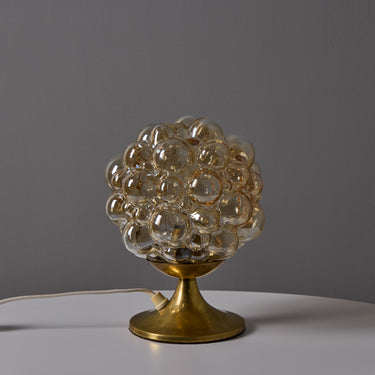 V3544 1960s Helena Tynell Amber Bubble Glass & Brass Table Lamp for Limburg 5.jpg
