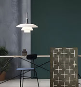 Poul Henningsen 'PH '3½-3' Glass Pendant for Louis Poulsen Two Enlighten  chrome lifestyle desk 