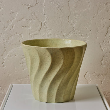 V3505 Midcentury Speckle Glazed Mint ceramic bauer planter Two Enlighten - May 21st 2025 -