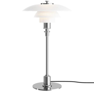 Poul Henningsen PH 2/11 Opal Glass Table Lamp Louis Poulsen Two Enlighten chrome hero