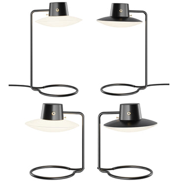 Arne Jacobsen AJ Oxford Table Lamb hero packshot louis poulsen black and glass short and t