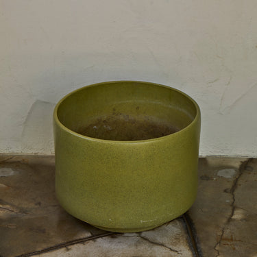 V3518 Monumental 1960s Gainey Olive Green Speckle Glazed Ceramic Planter