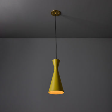 V3542 1970s Yellow Metal Diabolo Pendant Lamp Attributed to Stilnovo 4.jpg