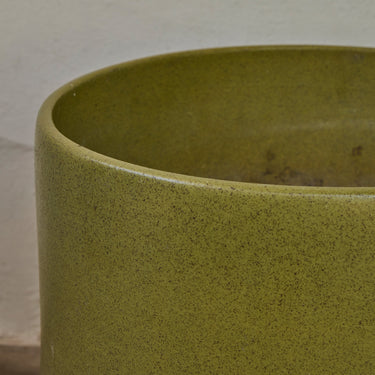 V3518 Monumental 1960s Gainey Olive Green Speckle Glazed Ceramic Planter