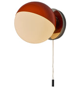 V3527 1970s Italian Orange Painted Metal & Opaline Glass Wall Lamp Attributed to Stilnovo 