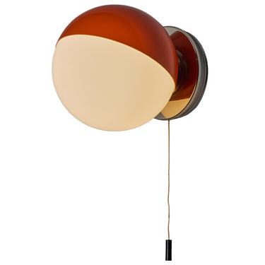 V3527 1970s Italian Orange Painted Metal & Opaline Glass Wall Lamp Attributed to Stilnovo 