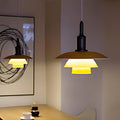 PH 3.5_3 Metal Pendant Yellow Aluminum Copper Louis Poulsen lifestyle lit Two Enighten.jpg