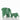 Two green elephant-shaped stools on a white background