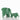 Two green elephant-shaped stools on a white background