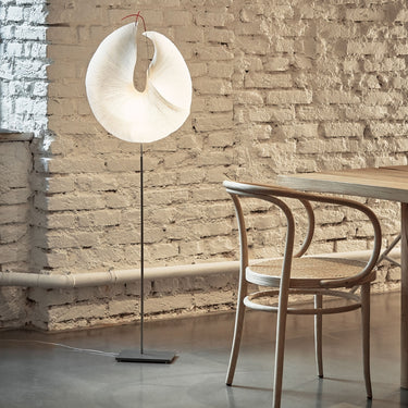 Yoruba Rose Japanese Paper and Stainless Steel Floor Lamp for Ingo Maurer Two Enlighten Of