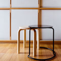 Stool E60 Alvar Aalto Artek Two Enlighten Birch with table.jpg
