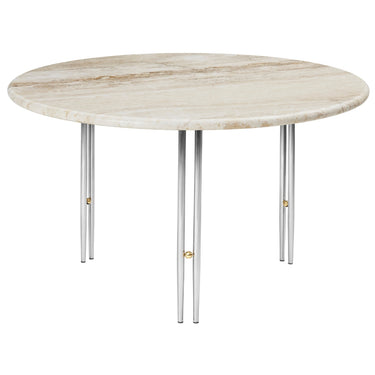 IOI Travertine Coffee Table 70 diameter GamFratesi GUBI Two Enlighten Chrome Legs.jpg