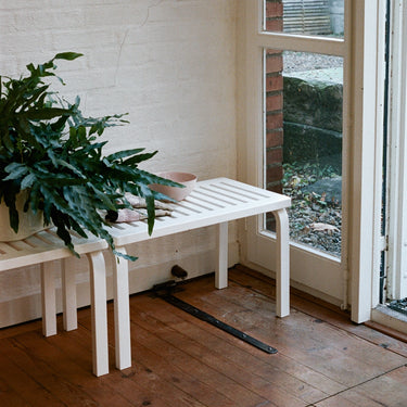 Bench 153B Alvar Aalto Artek Slatted Top White Two Enlighten Plant Stand.jpg