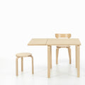 Alvar Aalto Foldabe Drop-Leaf  Table Artek Two Enlighten Birch Lacquered Chair and Stool.j
