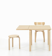 Alvar Aalto Foldabe Drop-Leaf  Table Artek Two Enlighten Birch Lacquered Chair and Stool.j
