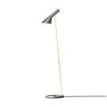 Arne Jacobsen 'AJ Floor' Brass and Black or Grey Floor Lamp for Louis Poulsen Two Enlighten grey and brass packshot 