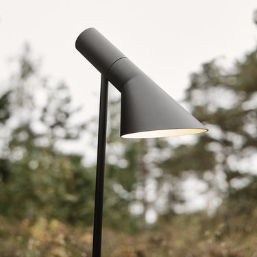 AJ garden modern black pathway light with a blurred natural background