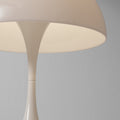 White mushroom-shaped lamp on a gray background