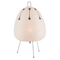 White akari washi paper lamp with black accents on a white background