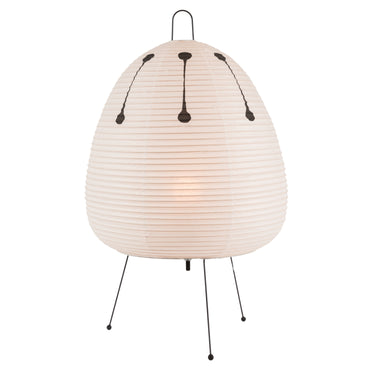 White akari washi paper lamp with black accents on a white background