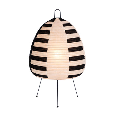 Akari 1AS Lamp with black and white striped shade on a white background