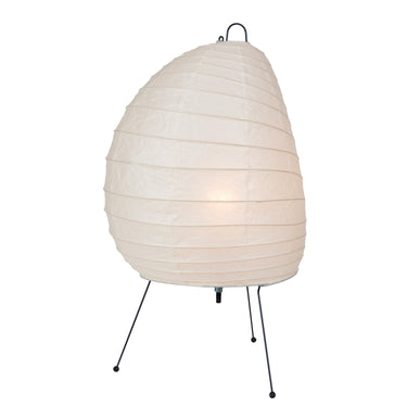 White paper noguchi 1A lantern with black metal stand on a white background