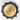 Decorative object with gold center and black textured rim on a white background