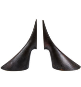 Pair of dark brass bookends on a white background
