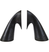 black brass geometric bookends in profile on a white background