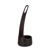 Dark wooden ladle shaped vase on a white background