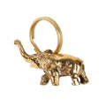 Gold elephant keyring on a white background