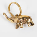 Gold elephant keyring on a white background