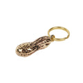 Gold keychain with a unique design on a white background