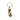 Gold keychain shaped like a peanut on a white background