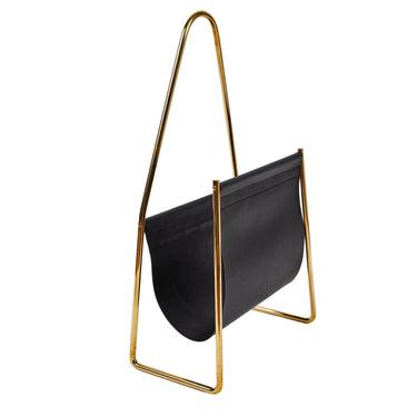 Carl Auböck Model #3808 Leather and Brass Magazine Rack