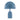 Blue table lamp with a dome-shaped shade on a white background