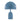 Blue table lamp with a dome-shaped shade on a white background