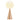 Table lamp with a white shade and copper base on a white background