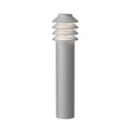 Aluminum pathway bysted cylindrical lamp with layered design on a white background