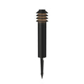 Black Bysted pathway outdoor landscape light with tiered design on a white background