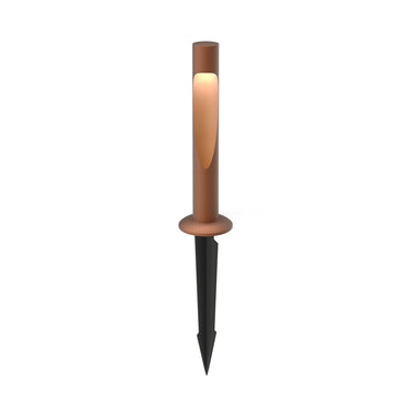 Modern corten red flindt outdoor garden pathway light fixture on a white background