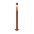 Tall cylindrical garden pathway light with a warm light on a white background
