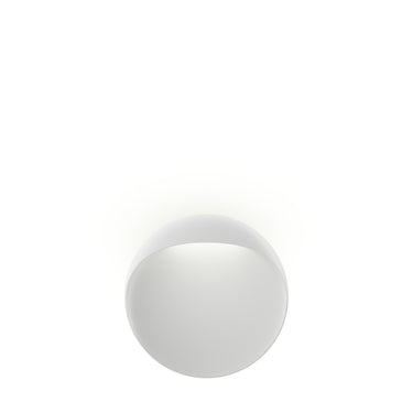 White circular metal wall light on a white background