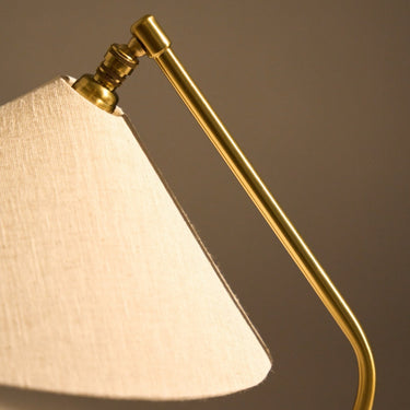Gräshoppa Table Lamp in Brass with Canvas Shade by Greta M. Grossman for GUBI Two Enlighten detail 