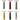 Set of six round portable outdoor lights with cylindrical bases in various colors on a white background