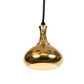 brass teardrop pendant light on a white background