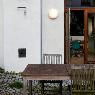 Arne Jacobsen 'AJ Eklipta' Wall or Ceiling Light for Louis Poulsen Two Enlighten  outdoor wall lifestyle lit