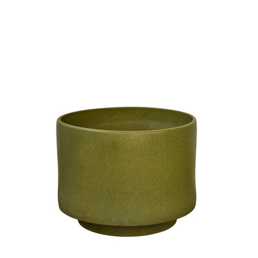 V3518 Monumental 1960s Gainey Olive Green Speckle Glazed Ceramic Planter