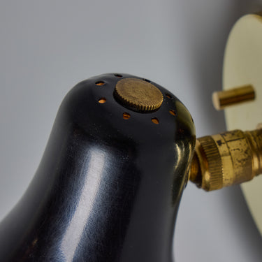 V3478 1960s Black & Brass Wall Lamp Attributed to Jacques Biny for Two Enlighten